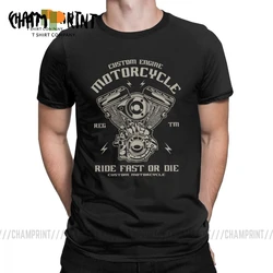 Men T Shirts Biker Engine Motorcycle Ride Fast Or Die Funny Short Sleeve Tees Crewneck Tops 100% Cotton Printed T-Shirt