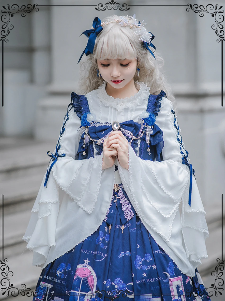 Công Chúa Tiệc Trà Ngọt Lolita Đầm Retro Ren Nơ Mềm Bé Gái Dễ Thương In Victoria Đầm Kawaii Cô Gái Gothic Lolita Cos