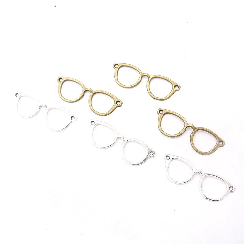 8pcs/lot Glasses Metal Pendant DIY Charms Necklaces Bracelets Jewelry Handicraft Accessories 55*19mm P740