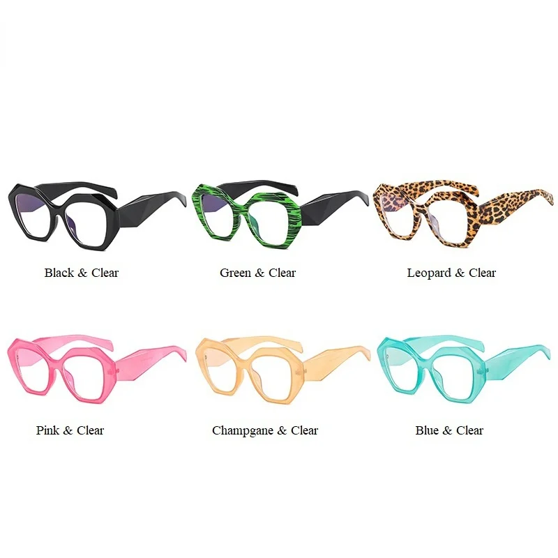 Anti-blue Light New Candy Color Polygon Square Eyeglasses For Women Vintage New Fashion Plastic Clear Computer Glasses Frame