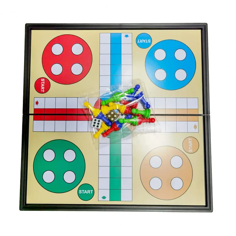 25cm Ludo Board Game Magnetic 5 In 1 Plastic with Folding Chessboard Ludo Chess for Kids Children Camping Travel Game Set