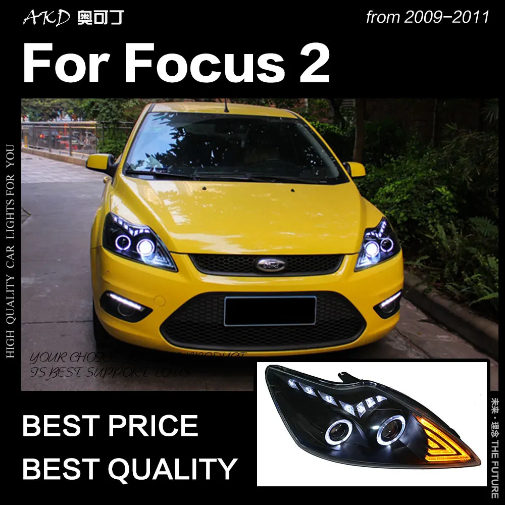 AKD Car Styling for Ford Focus Headlights 2009-2011 Focus 2 LED Headlight DRL Hid Head Lamp Angel Eye Bi Xenon Beam Accessories