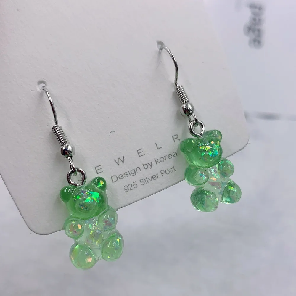 Fashion Simple Cute Colorful Acrylic Animal Bear Dangle Earrings for Girls Women Children Birthday Gift Lovely Jewelry