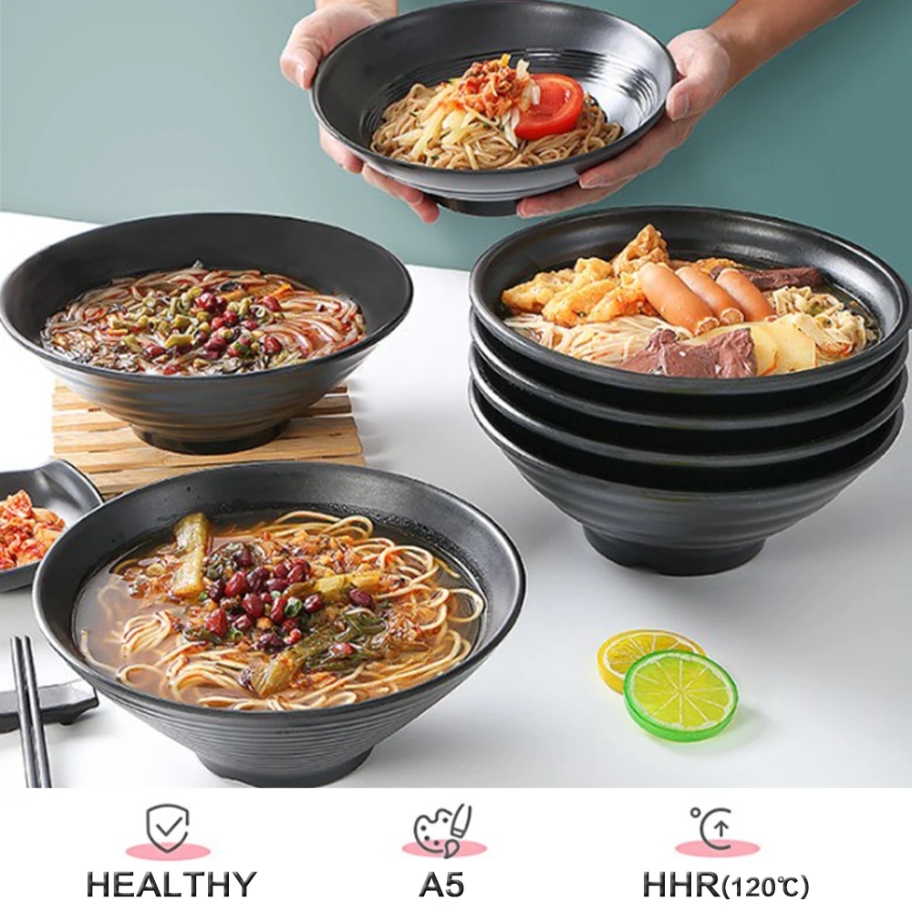 1 Pc Melamine Ramen Bowl Fruit Salad Fast Food Tableware Japanese Style Frosted Noodles Bowl