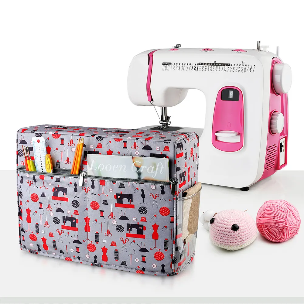 Copertura antipolvere per macchina da cucire Copertura protettiva in tessuto resistente e impermeabile con tasche Borsa per riporre accessori per