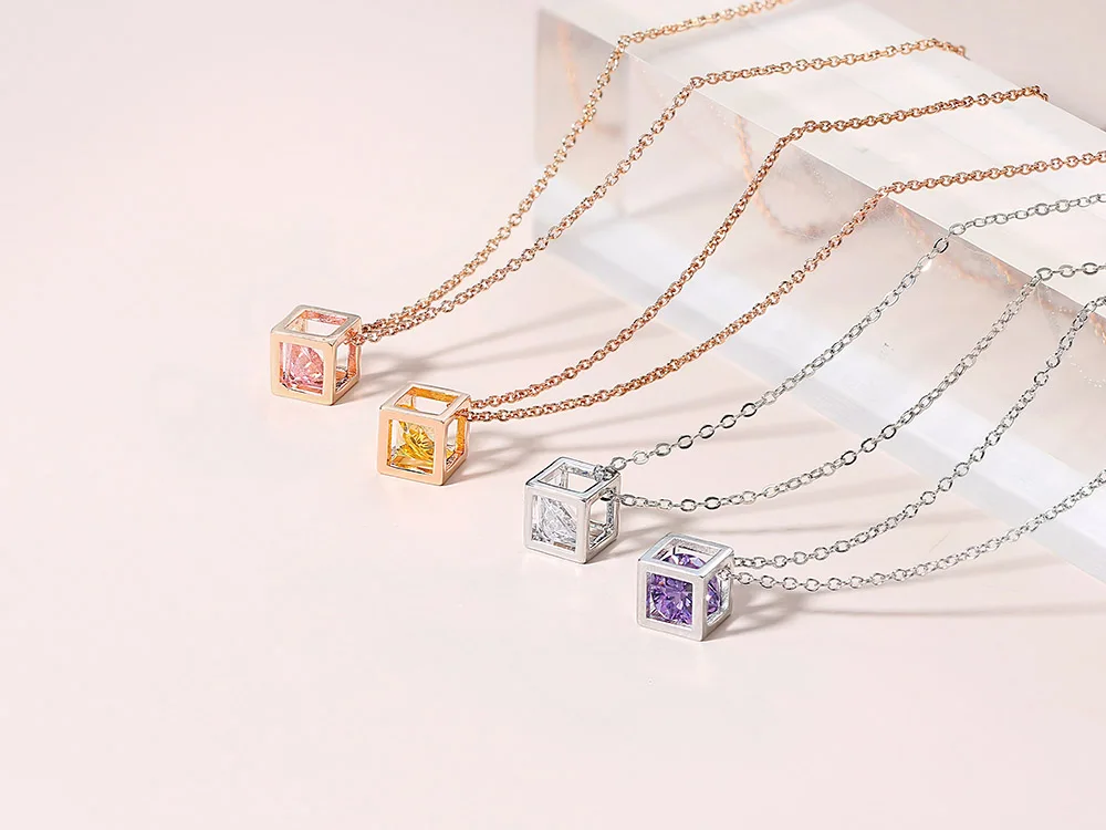 Zauberwürfel Förmigen Anhänger Halskette Für Frauen Ästhetischen Kette Auf Den Hals Trend 2022 Schmuck Halsband Für Weibliche Großhandel n279 – Detail 3