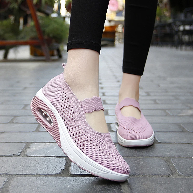 STRONGSHEN  Summer Fashion Women Flat Platform Shoes Woman Breathable Mesh Casual Shoes Moccasin Zapatos Mujer Ladies Boat Shoes