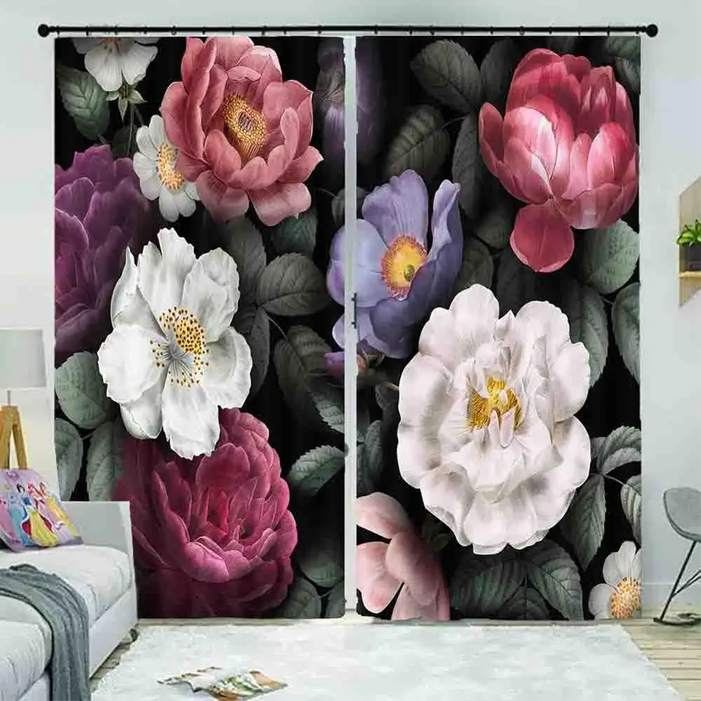 

Flower modern 3d blackout window Living room bedroom curtain home window