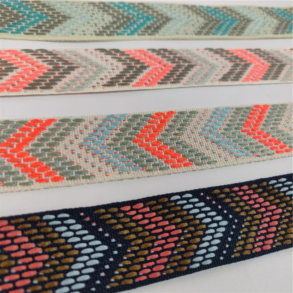 1 Meter Polyester Colorful Geometric Single Face Jacquard Embroidered Webbing Ethnic Lace Trims Decorative Ribbon DIY Belt Strap