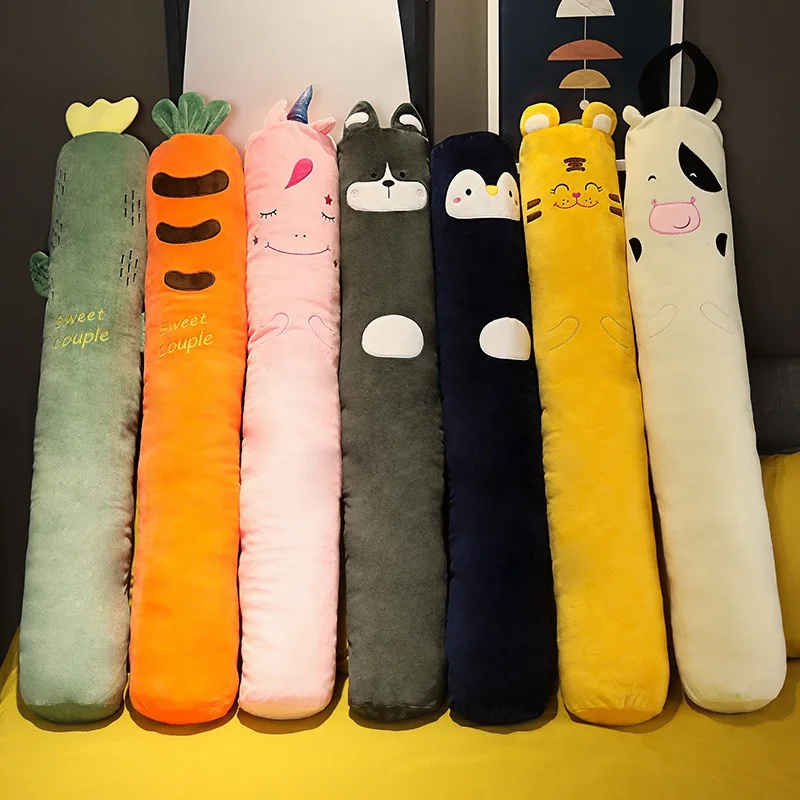 Cartoon Animals Plush Long Pillow Plants Long Cushion Carrot Unicorn Tiger Husky Cow Stuffed Toys Bedroom Sleeping Pillow Gifts