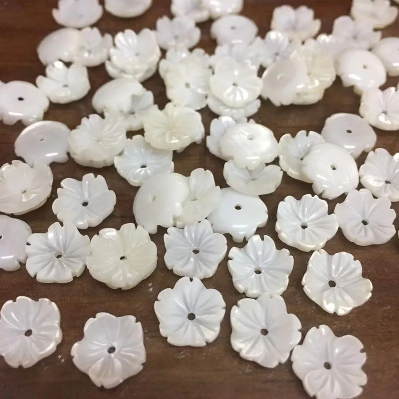 Wholesale 10Pcs/lot 8-10MM White Natural Mother Pearl Flower Seashell Stone Shell Beads For Women Diy Jewelry Accessories Making