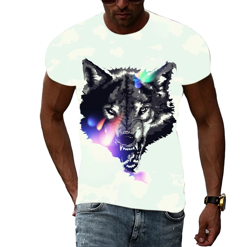 Summer New 3D Animal Wolf Men T-shirt Fashion Casual Trend Personality Print short sleeve t-shirts Hip Hop harajuku streetwear