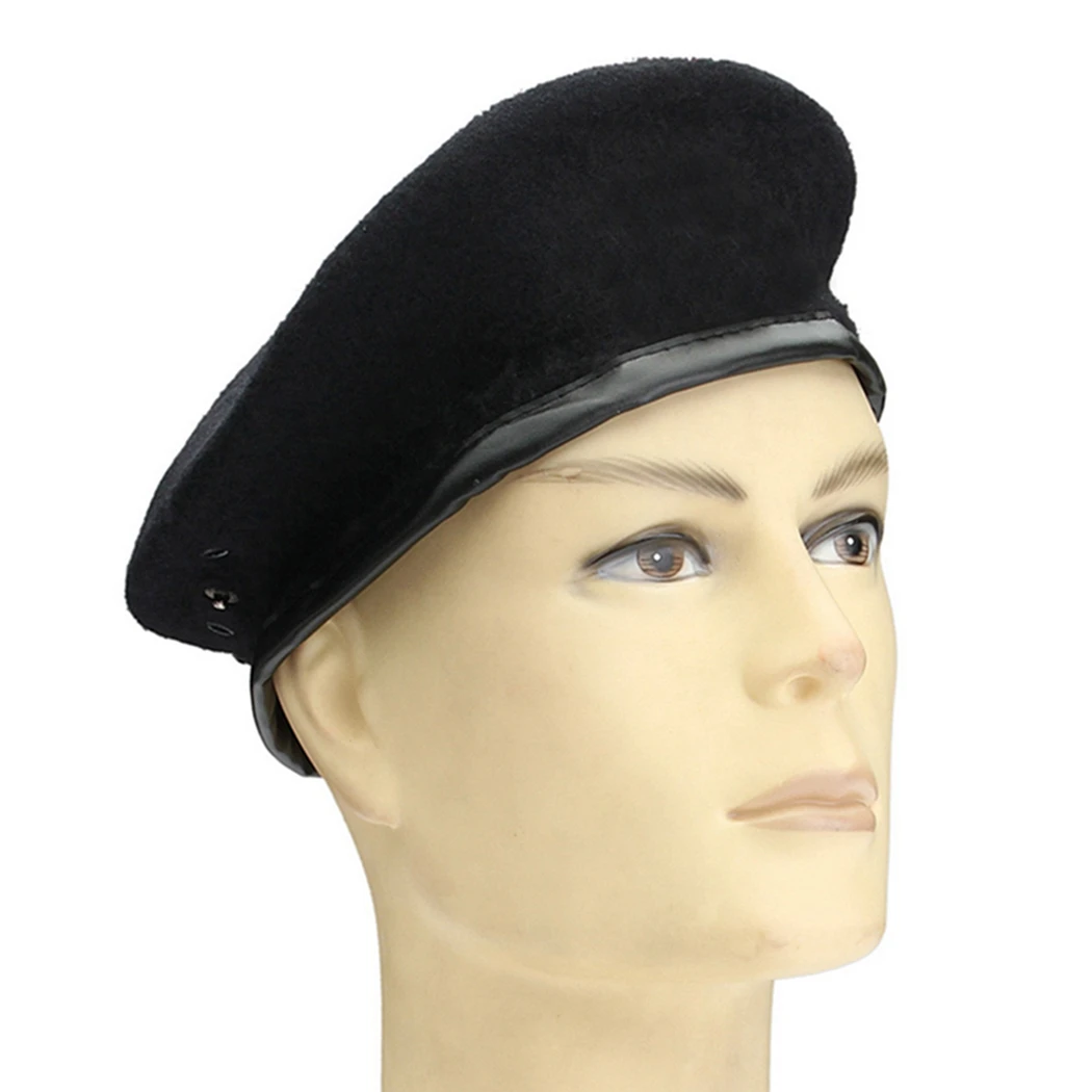 OVTRB British Military Berets with Leather Sweatband Adjustable Mens Army Wool Beret Party Hat