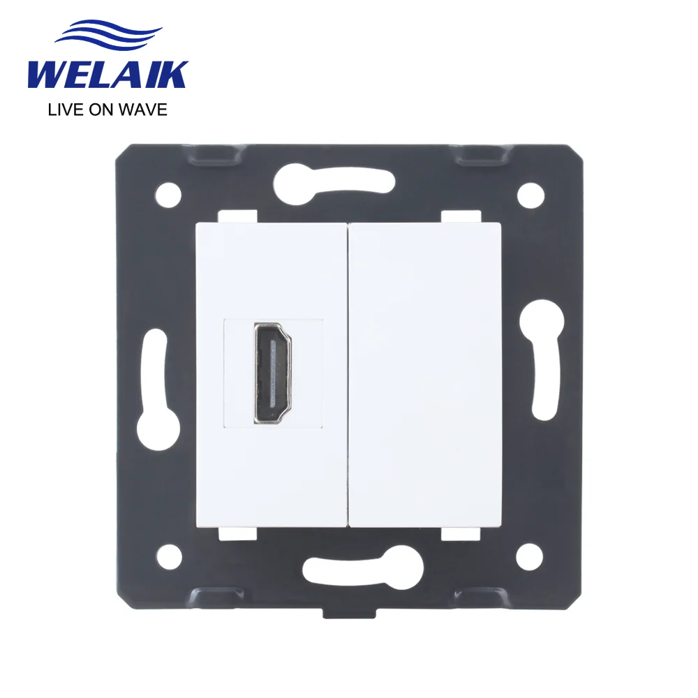 WELAIK EU Standard DIY Parts-Wall HDMI V1.4 compatible-socket  parts-Without Glass-Panel A8HDW