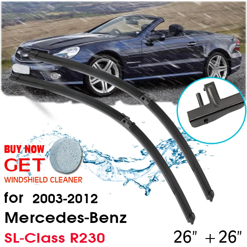 

Car Blade Front Window Windshield Rubber Silicon Refill Wiper For Mercedes-Benz SL-Class R230 2003-2012 26"+26" Car Accessories