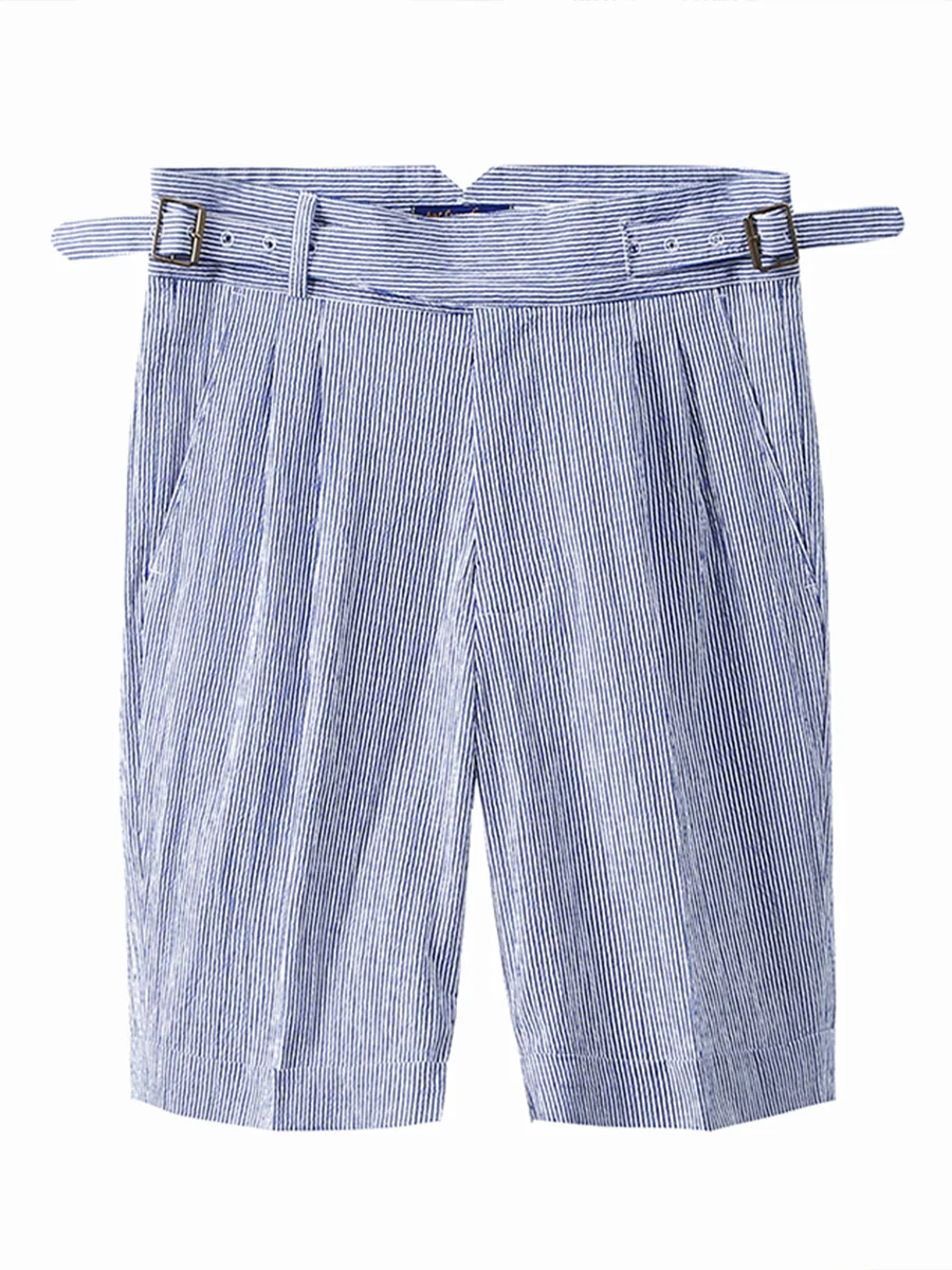 Gurkha-pantalones cortos de cinco minutos para hombre, Shorts informales hechos en casa, selección de tela Seersucker de algodón puro, ajustados, a