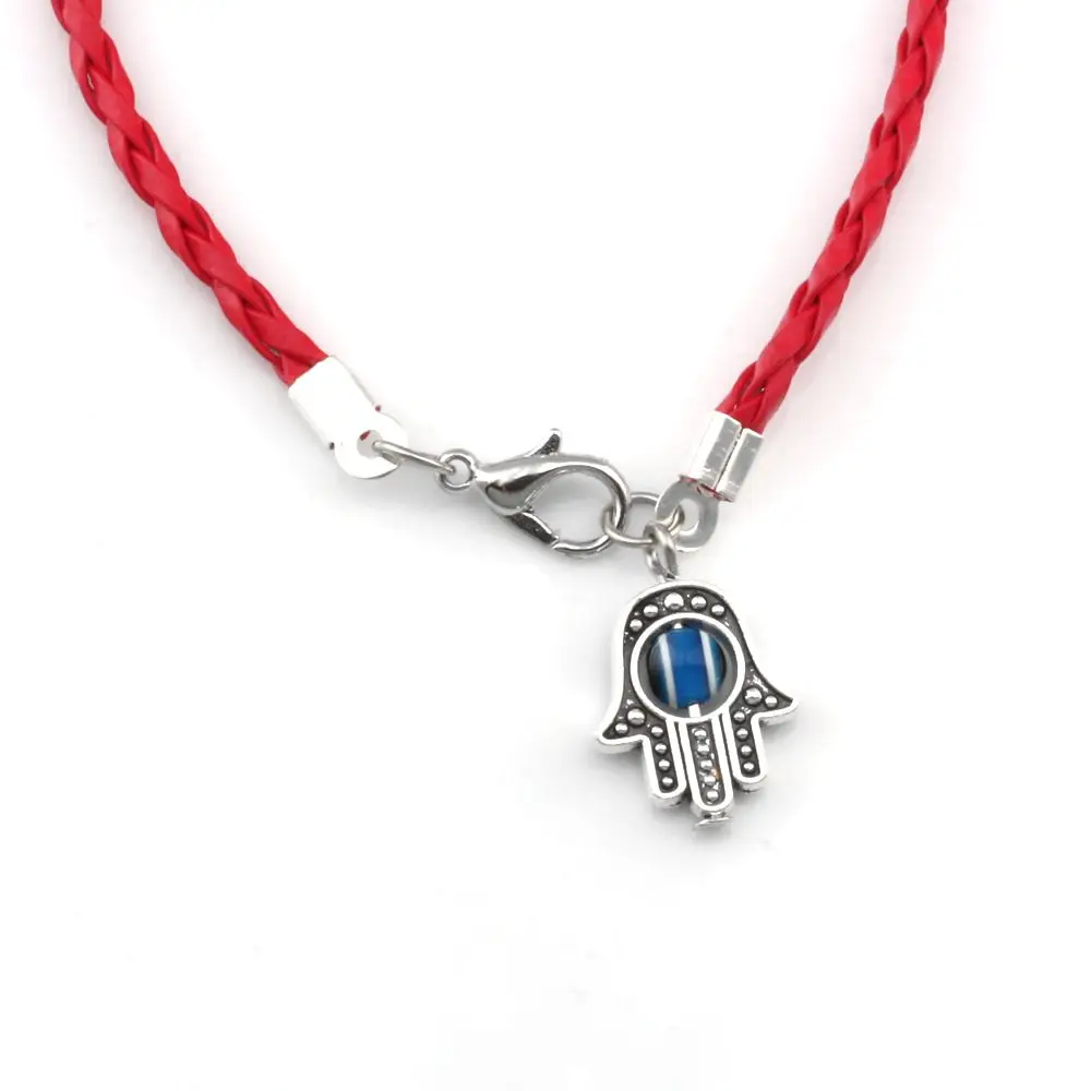 Imagem -05 - Liga Kabbalah Hamsa Mão Encantos Pulseiras de Couro Sorte Felicidade Jóias 100 Pcs