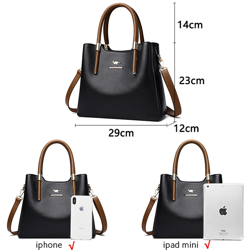 Leather Casual Crossbody Bags for Women 2024 Ladies Luxury Designer Tote Handbag Top-Handle High Quality Shoulder Bag Sac A Main