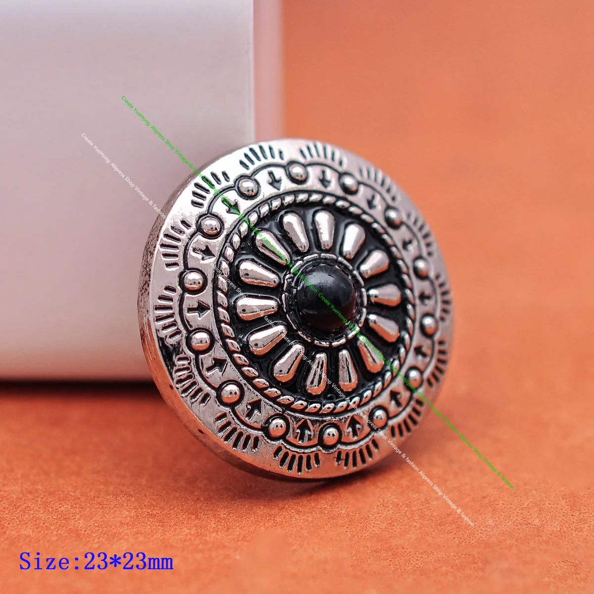 10X Southeast Tribal Silver Flower Turquoise Bead Leathercraft Luggage Bag Leather Case Garment Sewing Concho Button