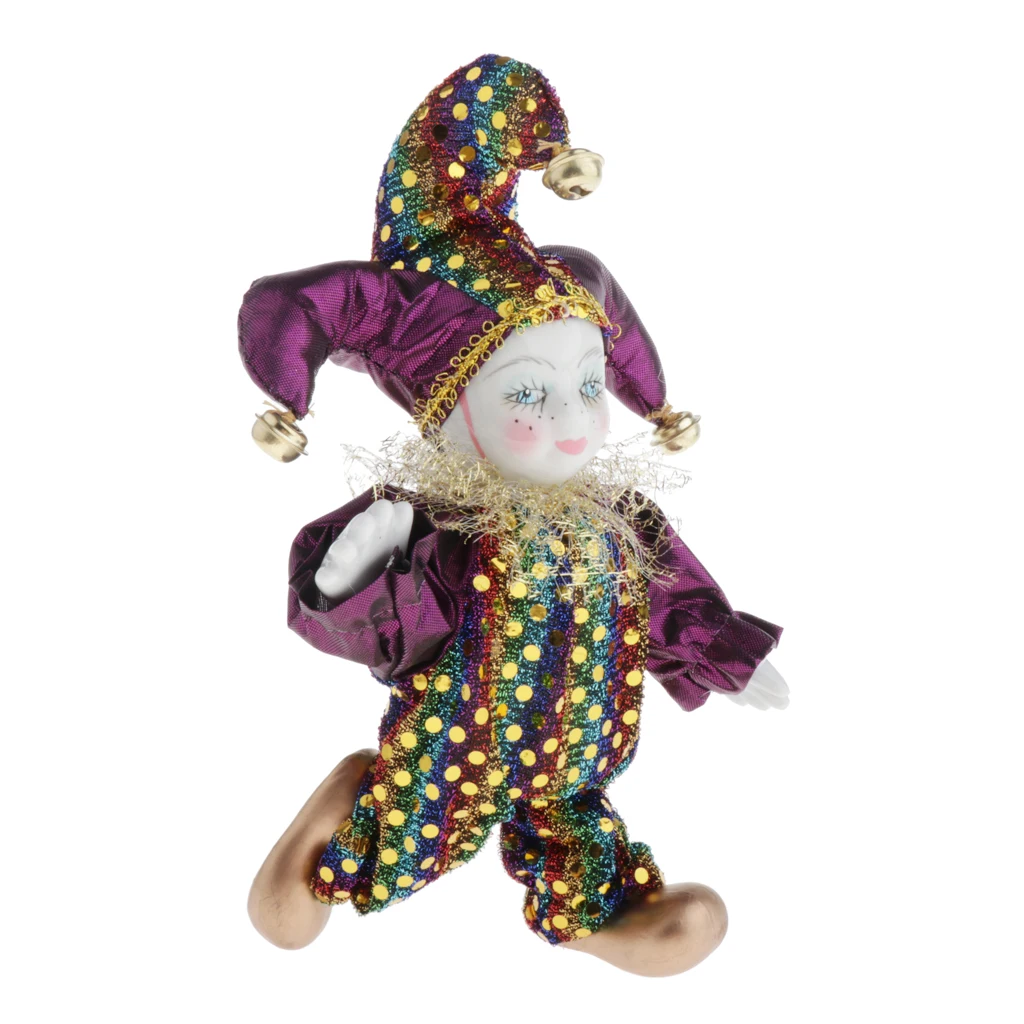 16cm Porcelain Triangel Doll Small Clown Doll Funny Clown Model Figurines Souvenirs Crafts