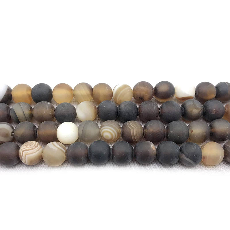 Natural Brown Coffee Matte Dull Polish  Stripe Agates Stone Round Loose Beads for Jewelry Making Diy Bracelet 15'' 4 6 8 10 12mm image 2