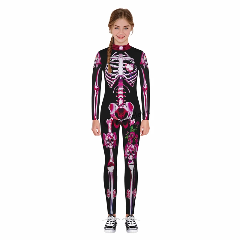 Gợi Cảm Nữ Hoa Hồng Đồng Halloween Ma Quỷ Ma Jumpsuit Buổi Tiệc Hiệu Suất Đáng Sợ Trang Phục Trẻ Em Bé Gái Ngày Của Người Chết