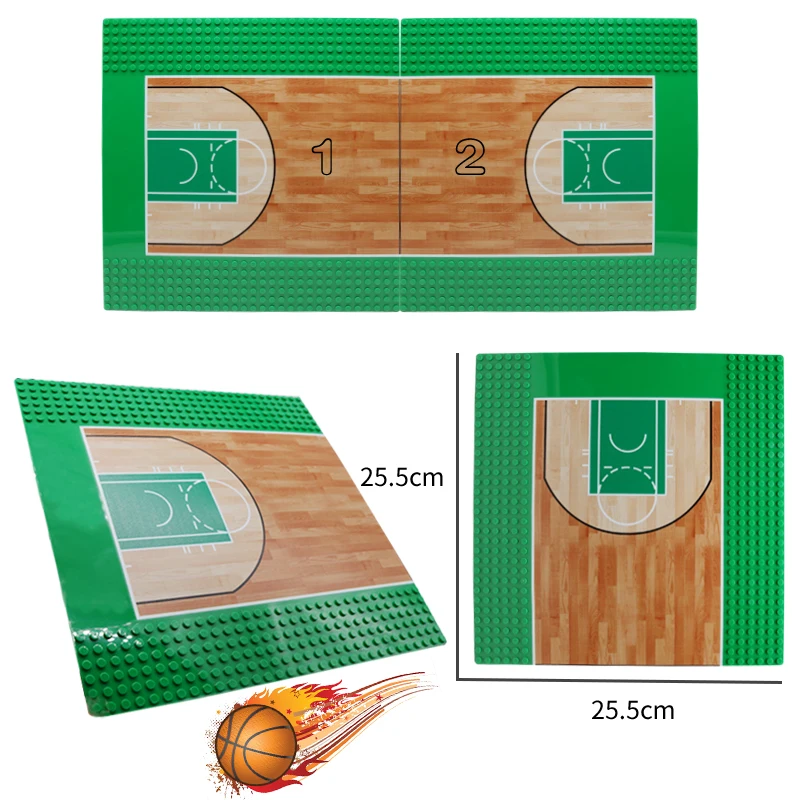 2PCS Classic Base Plates Mini Size City Road Basketball Football Court Carpark Baseplates Building Block DIY Bricks Toys For Kid