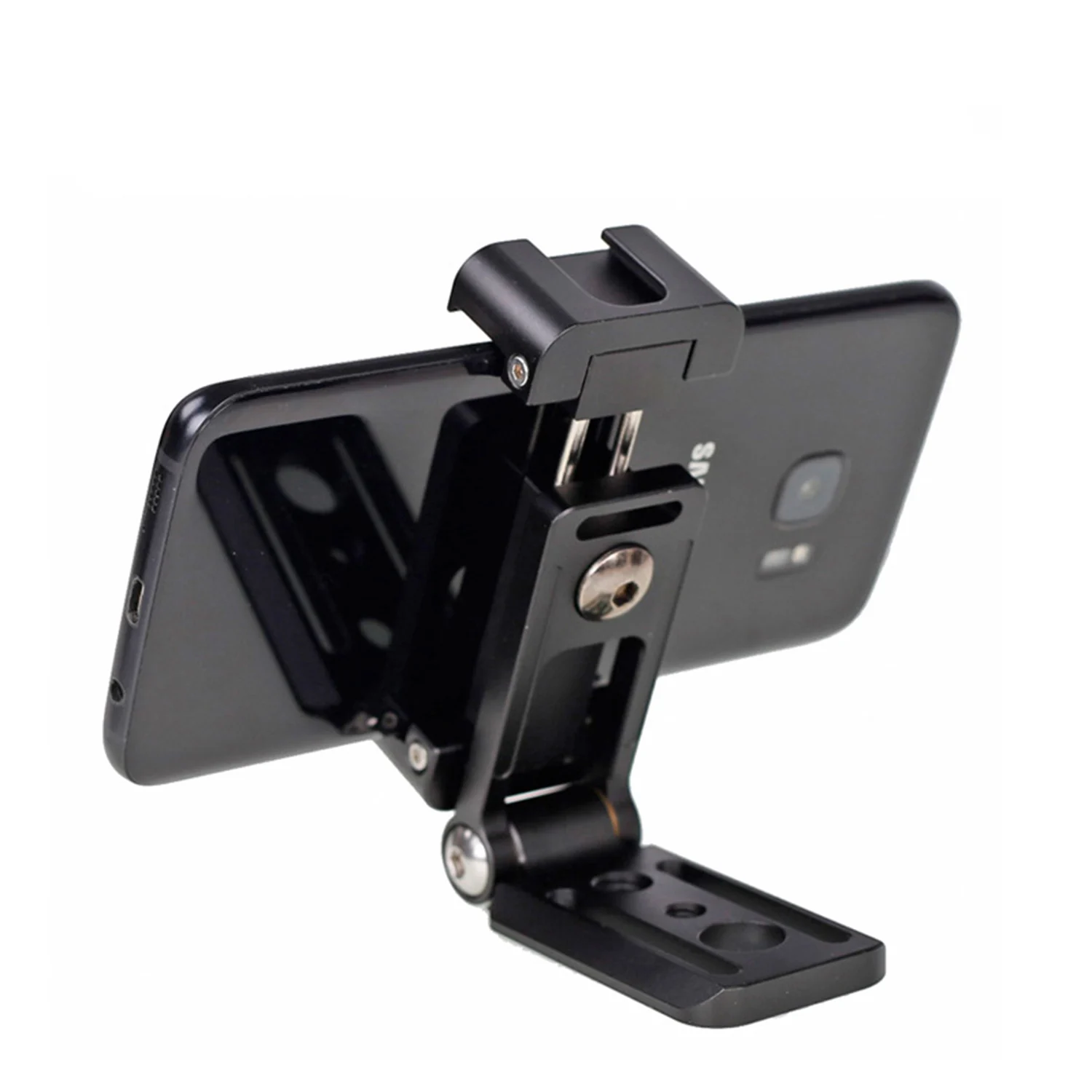 Z-Shaped Head Folding Design Stand Metal Mobile Phone Clip Rotating Support Horizontal and Vertical Shooting Stable Phone Holder