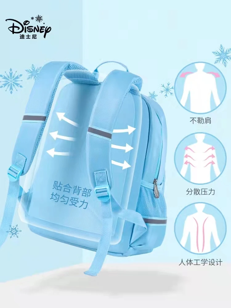 Disney-mochilas escolares de Frozen para niñas, Mochila ortopédica de hombro para estudiantes de guardería, Elsa, Anna, grado 1-5, gran capacidad