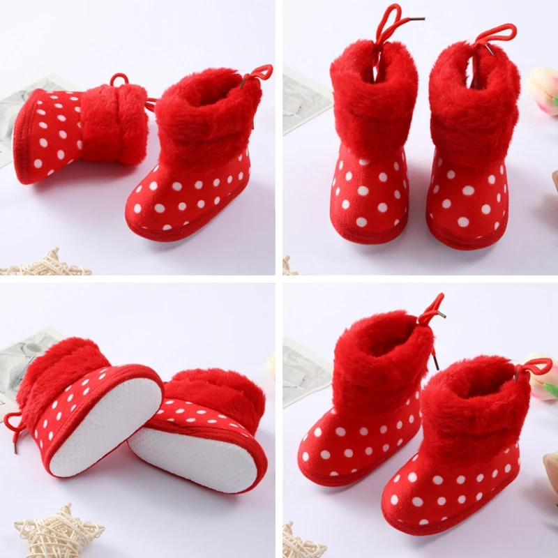 Baywell Herbst Infant Baby Mädchen Junge Schnee Stiefel Polka Dot Plus Samt Weiche Sohle Baumwolle Schuhe Kleinkind Schuhe Erste Wanderschuhe