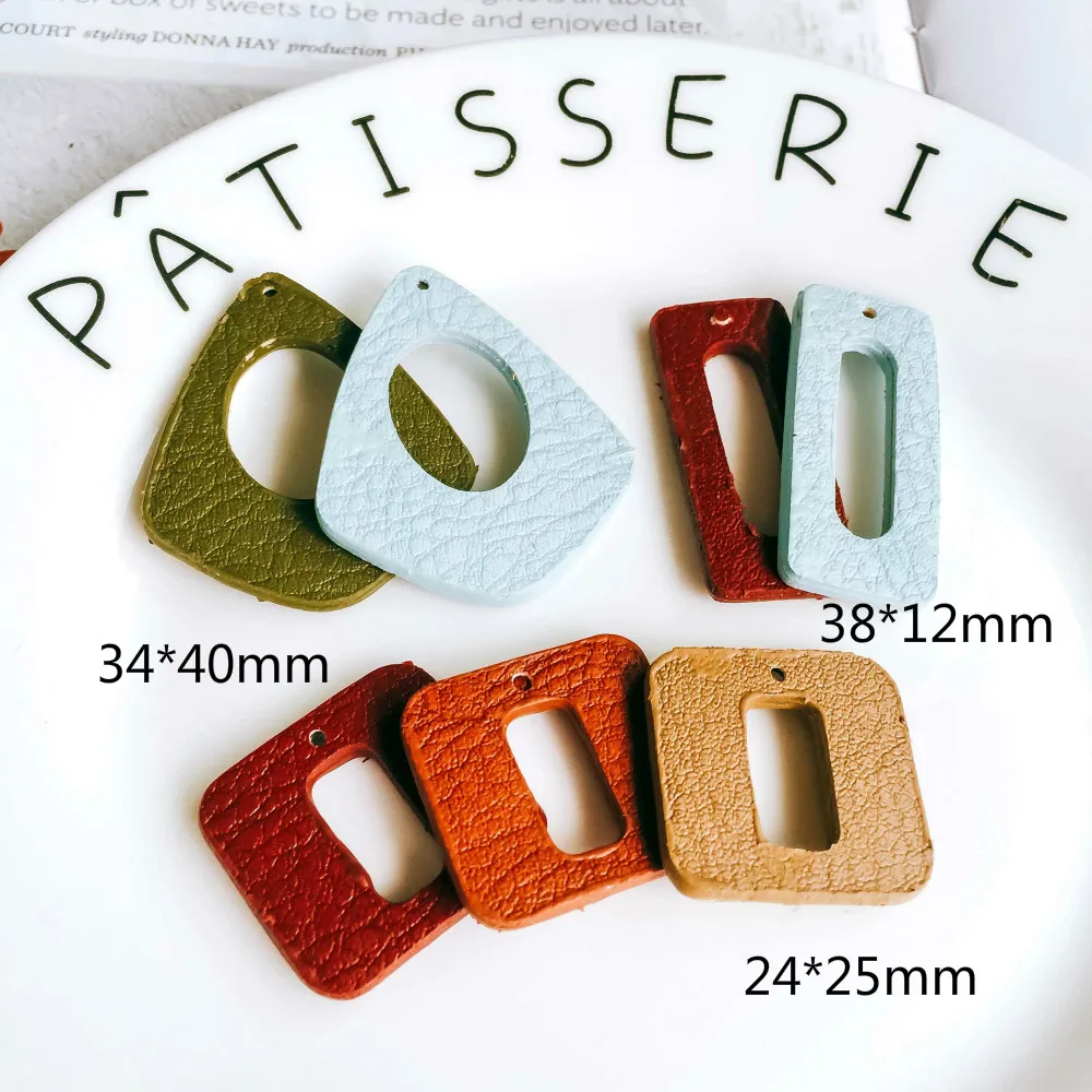 ZEROUP Ear Drop Multicolors Leather Earring Accessories Pendant Necklace Charms Diy Handmade Material Components 8pcs