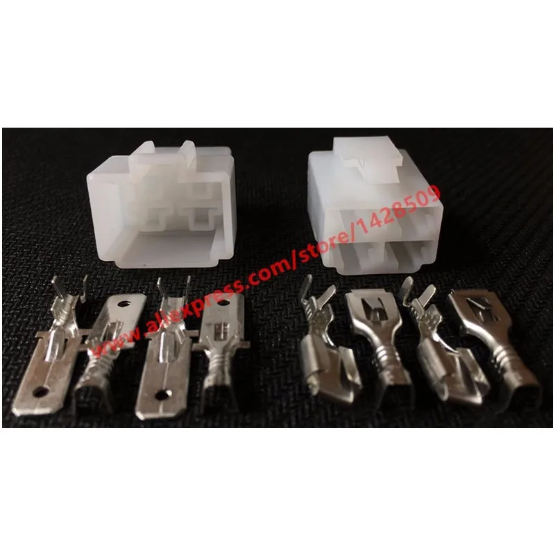 

20 Sets 4 Pin 6.3 Series PA66 Female And Male Electric Plug Connector DJ7041-6.3-11 DJ7041-6.3-21