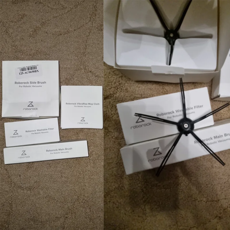 ملحقات أصلية من Roborock S7 ملحقات ممسحة من القماش أكسسوارات فرشاة جانبية ملحقات باللون الأبيض والأسود قطع غيار فرشاة رئيسية للشحن مجانًا