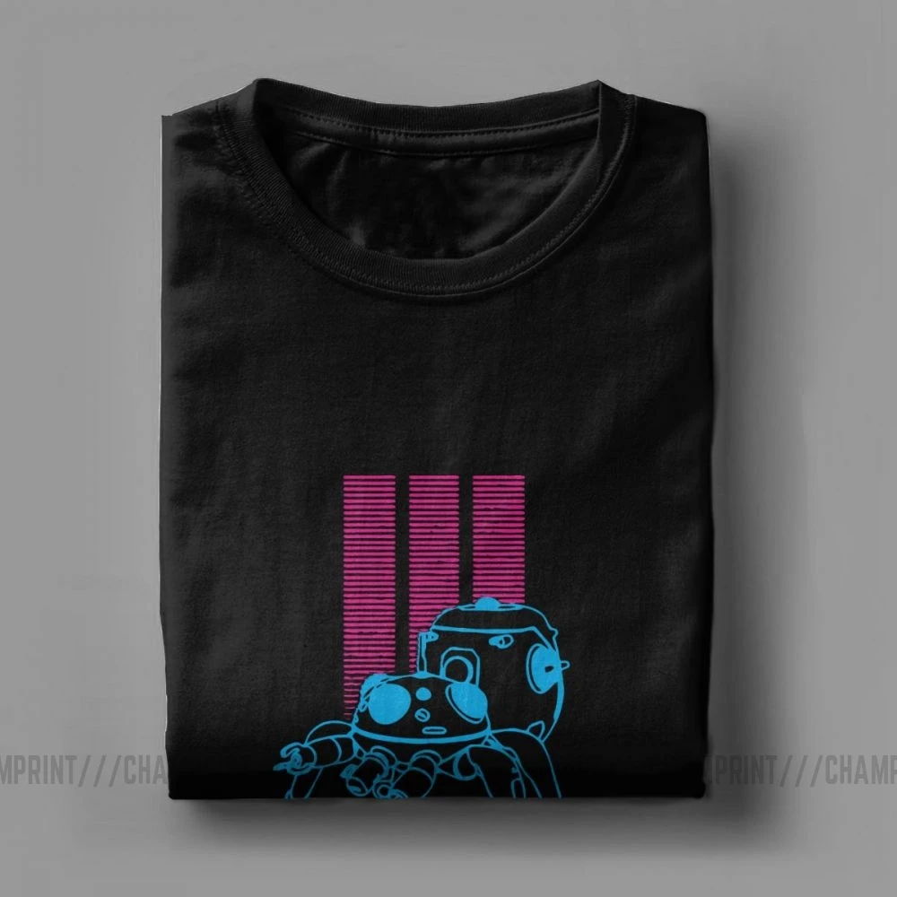 Vintage Ghost In The Shell GITS Tachikoma T-Shirt for Men Cotton T Shirt Anime Batou Short Sleeve Tee Shirt Gift Idea Tops