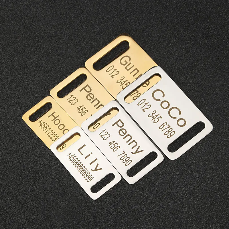 Anti-Lost Pet ID Card Accessories Customize Dog Tag Name Phone Engraved Big Dog Collar Nameplate Personalized Puppy For Cat