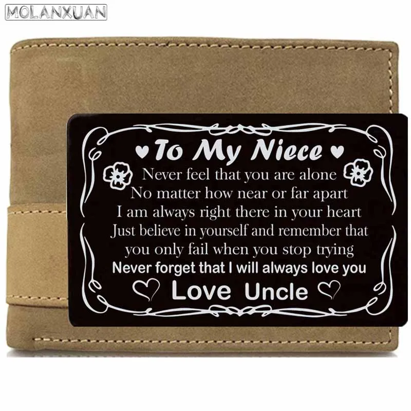 aluminium alloy Wallet Card Postcard Family TO MY GRANDSON GRANDDAUGHTER Friend SISTER Niece Aunt Couple Christmas Gift  trendy