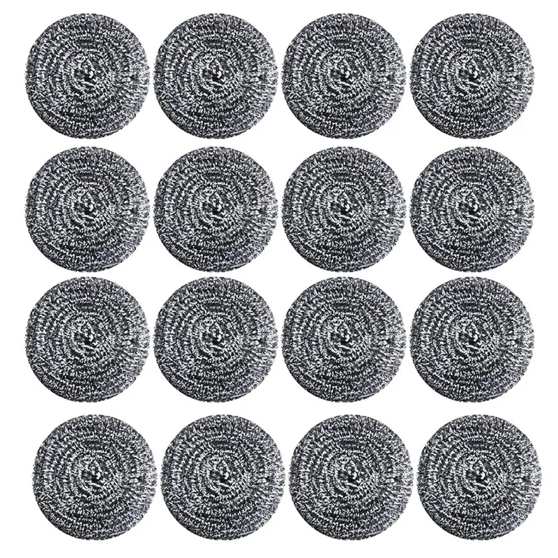 16 PCS Stainless Steel Sponges Scrubbers Utensil Scrubber Scouring Pads Ball for Removing Rust Dirty Cookware Cleaner