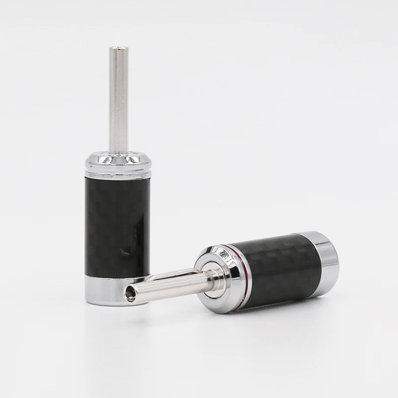 Carbon Fiber Banana Connectors Rhodium Plated Hifi Speaker Banana Plug with Screw Lock Audio Amplifie DIY Acoustic Terminals