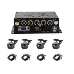 SD MDVR 4CH H.264 1080P FHD Mobile CAR DVR Kit Car Vehicle Camera Video Recorder 4.3Inch Monitor