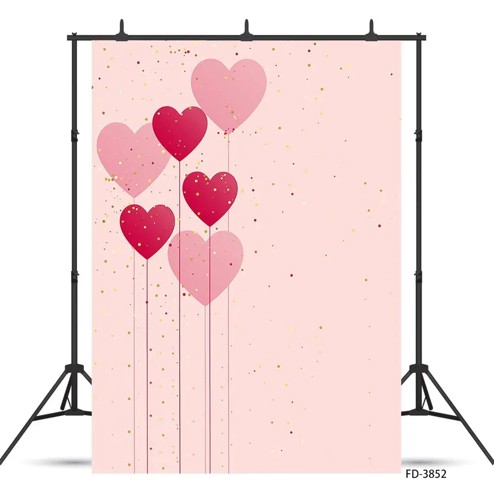 

Pink Hearts Photo Backgrounds Computer Printed Photography Backdrop for Baby Shower Lovers Valentines Day Wedding Photophone