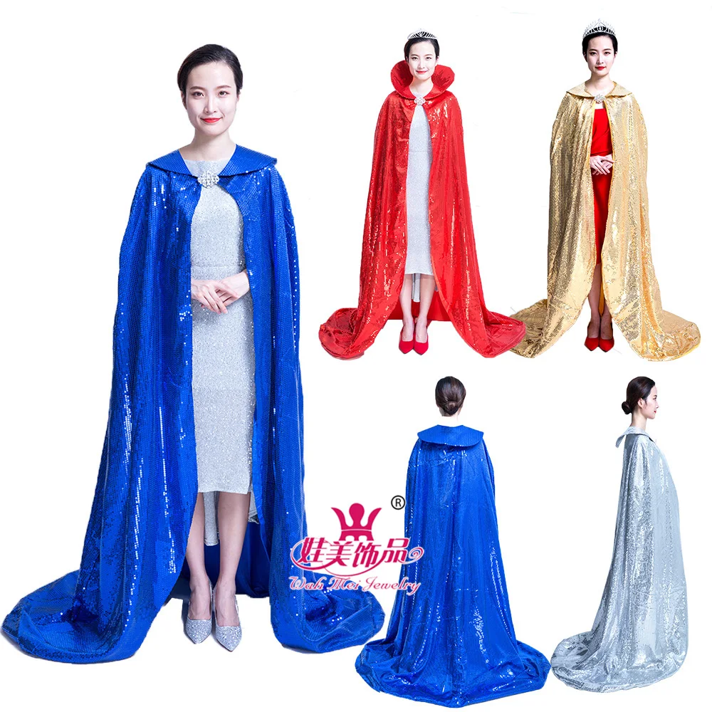 

Adult Halloween sequined long cloak costume to participate in the beauty pageant prom or any performance sequin 180 cm cloak dif