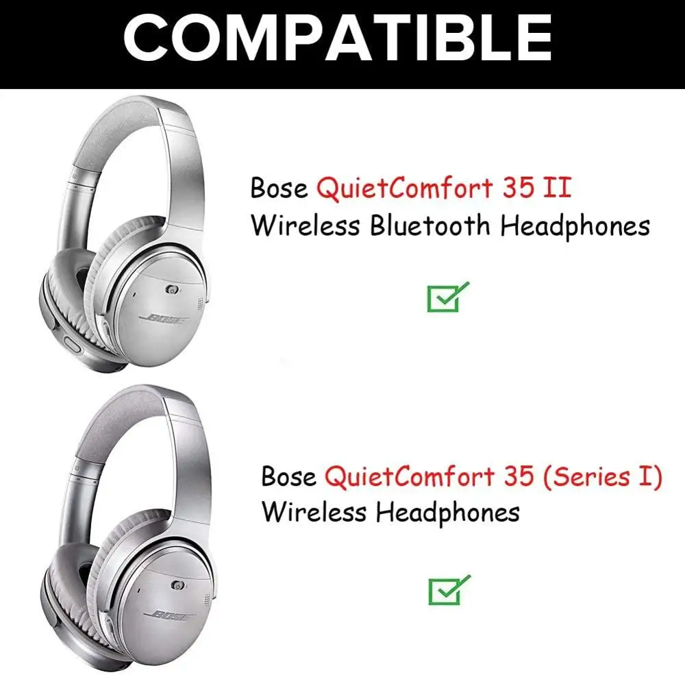 Сменные амбушюры QC35, комплект подушек, детали для наушников, совместимые с беспроводными наушниками Bose Quietcomfort 35 ii. (Серебро)