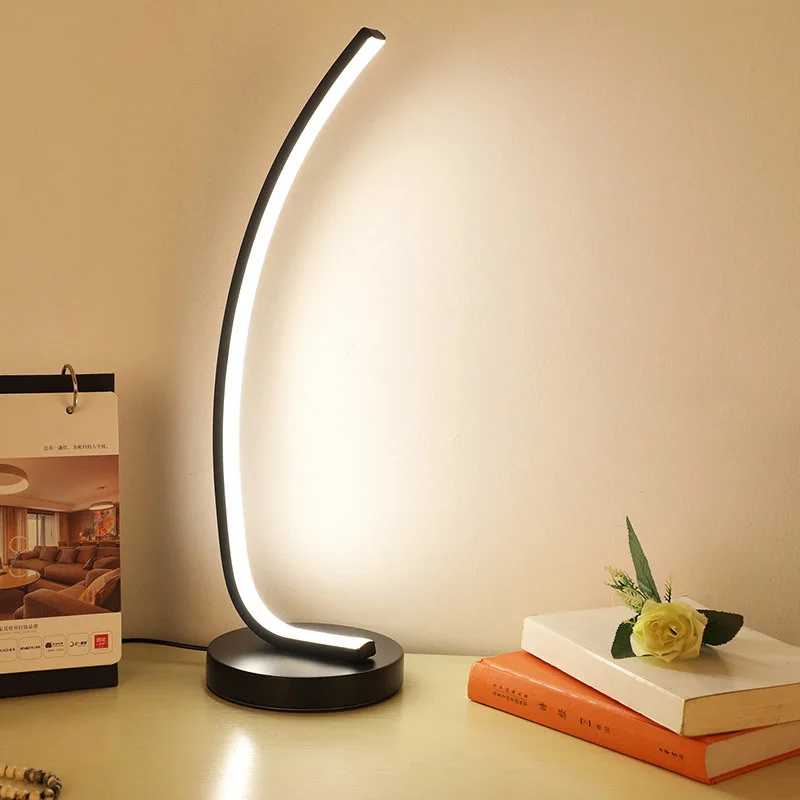 

Curved Table Lamp LED Light 15W 3 Colous Light Reading Bedside Living Room Home Office Bedroom Decoration EU/AU/US/UK Plug