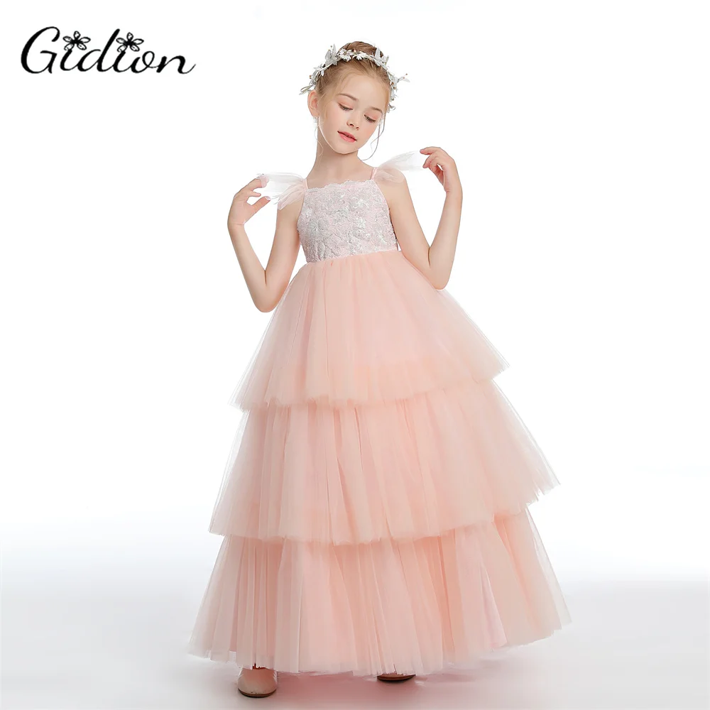 Princesa Flower Girl Dress for Children, Aniversário, Festa à noite, Show, Concurso, Casamento, Junior Bridesmaid Dress, Ball Event, Prom