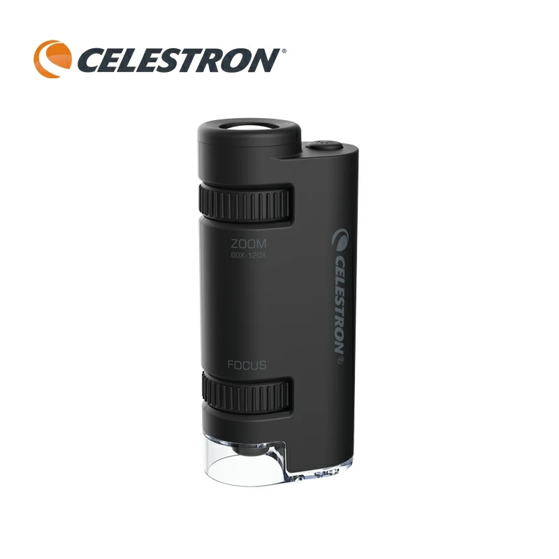 CELESTRON Portable High Power Microscope 60X-120X Stepless Zoom Portable Multi-level Light Source Focus on the Miniature