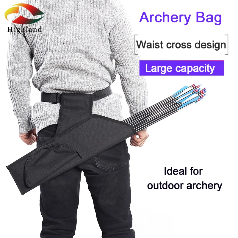 

50cm Adjustable Oxford Cloth Cross-Waist Archery Bag Black Camouflage Outdoor Archery Composite Recurve Bow And Arrow Pouch