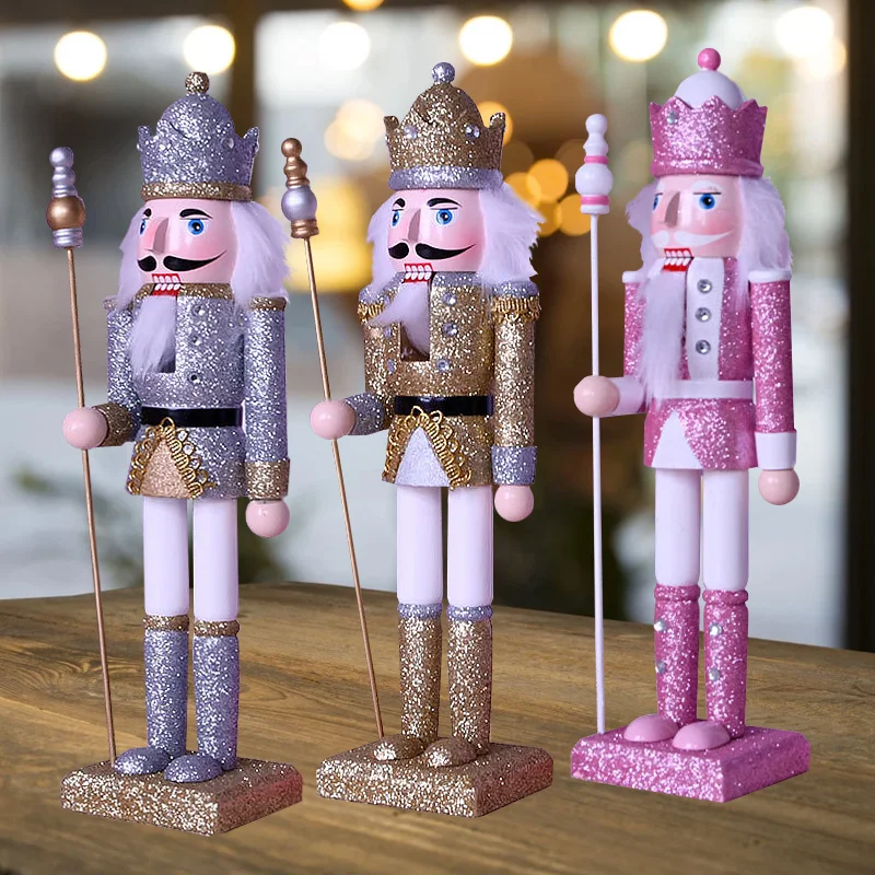 

3 Color Pearlescent Nutcracker Soldier Ornament Wooden European-style Puppets For Christmas Party Supplies Home Decoration