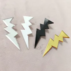 KUGUYS Fashion Mirror Lightning Stud Earrings for Women Gold Silver Color White Black Acrylic Rock HipHop Jewelry Accessories