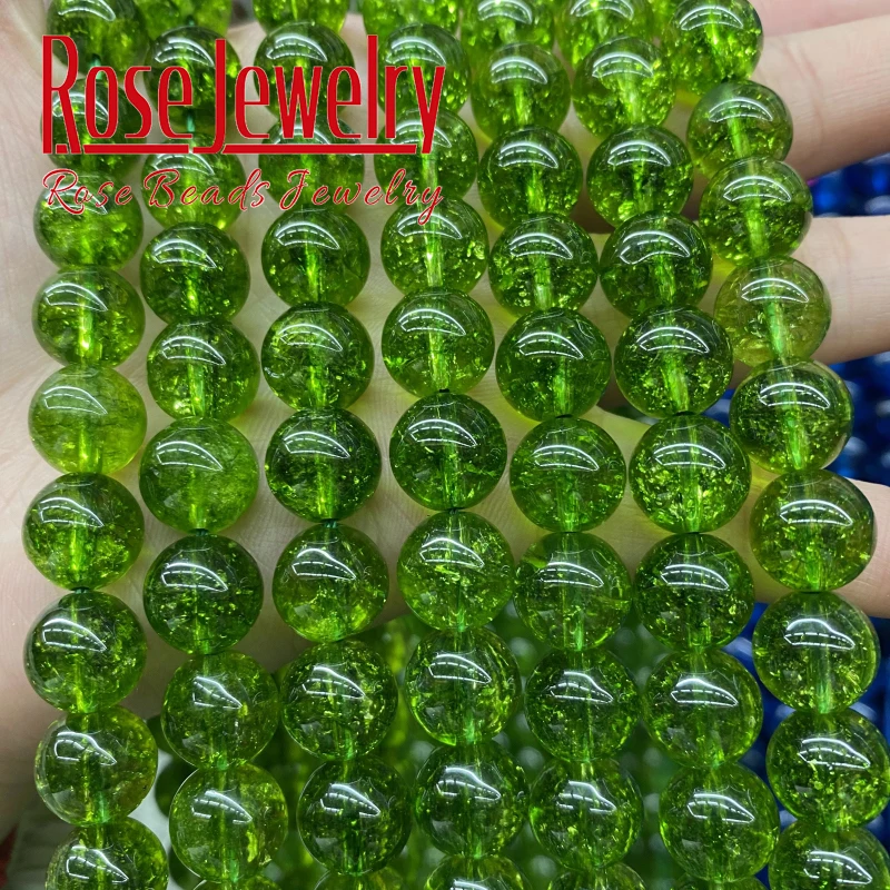 Natural Green Peridot Crystal Quartz Beads Round Loose Beads 4 6 8 10 12 MM Pick Size for Jewelry Making DIY Bracelet 15\