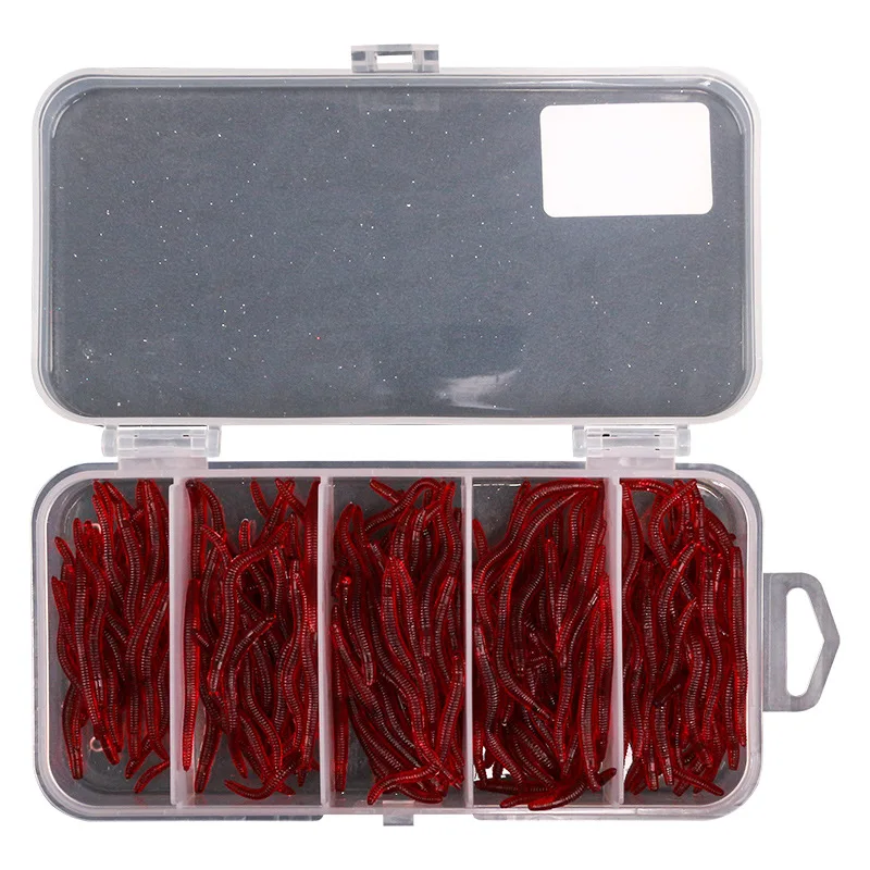 

3.5cm Small Sea Earthworm Fishing Soft Lures Set 200pcs/Box Luminous Color Red Bait Factory Wholesale